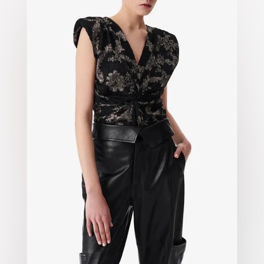 NWT IRO Tuolo Black and Gold Top